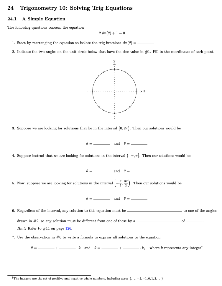 please solve the following trig functions .................................... 24 Trigonometry 10: Solving Trig