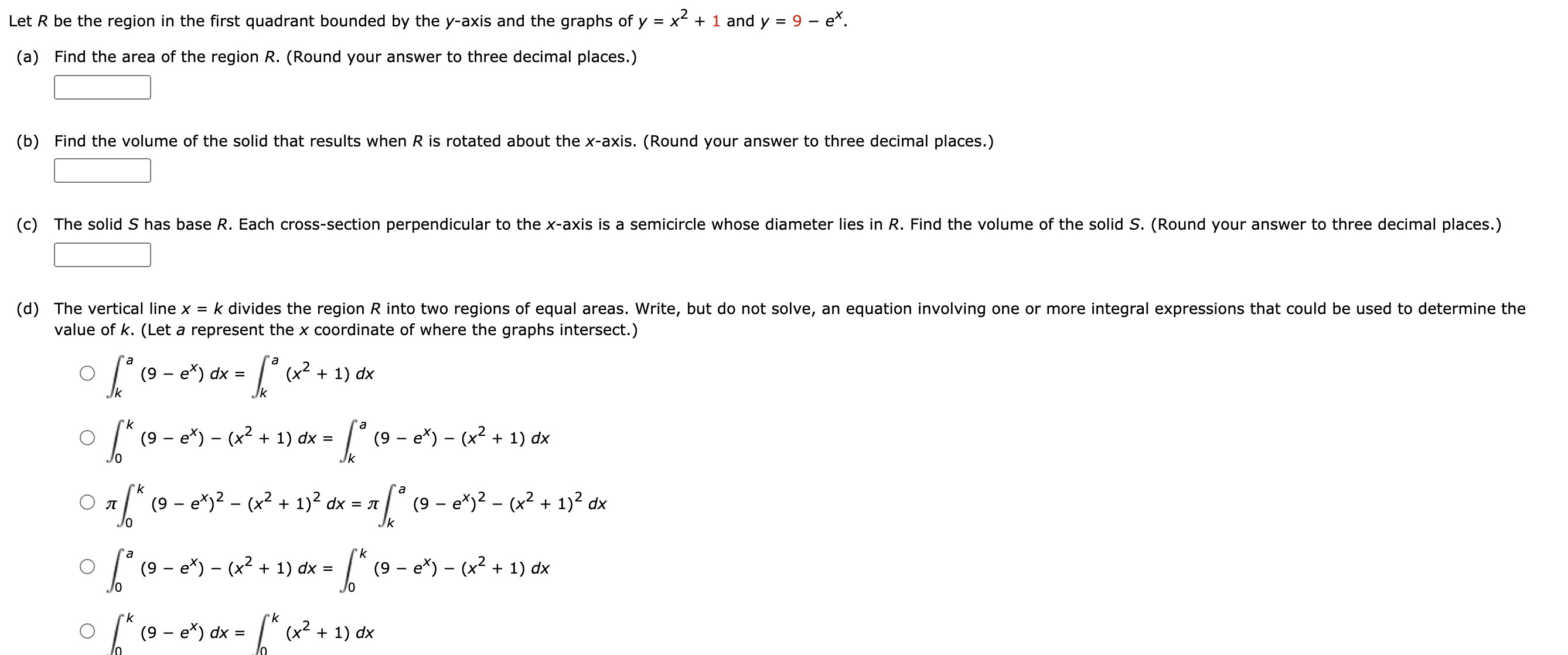 the region bounded by the graphs of the given expressions about the