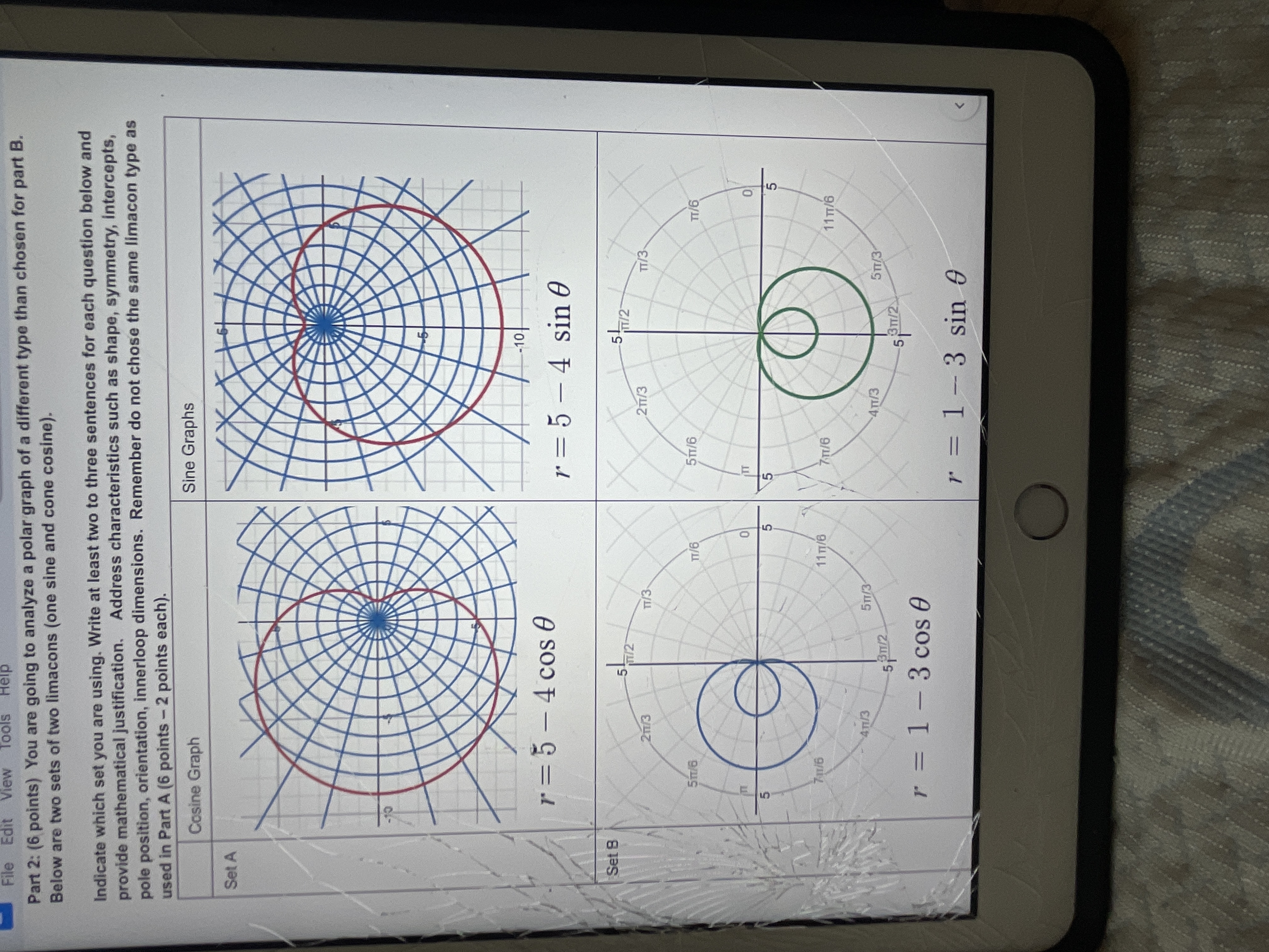 What type of limacon is graphed? Explain how you determined this. 2)