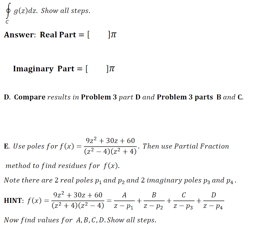 and the Contour C as given in PROBLEM 3. A B A.