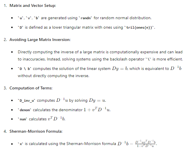 Then D + uv is invertible if and only if 1 +