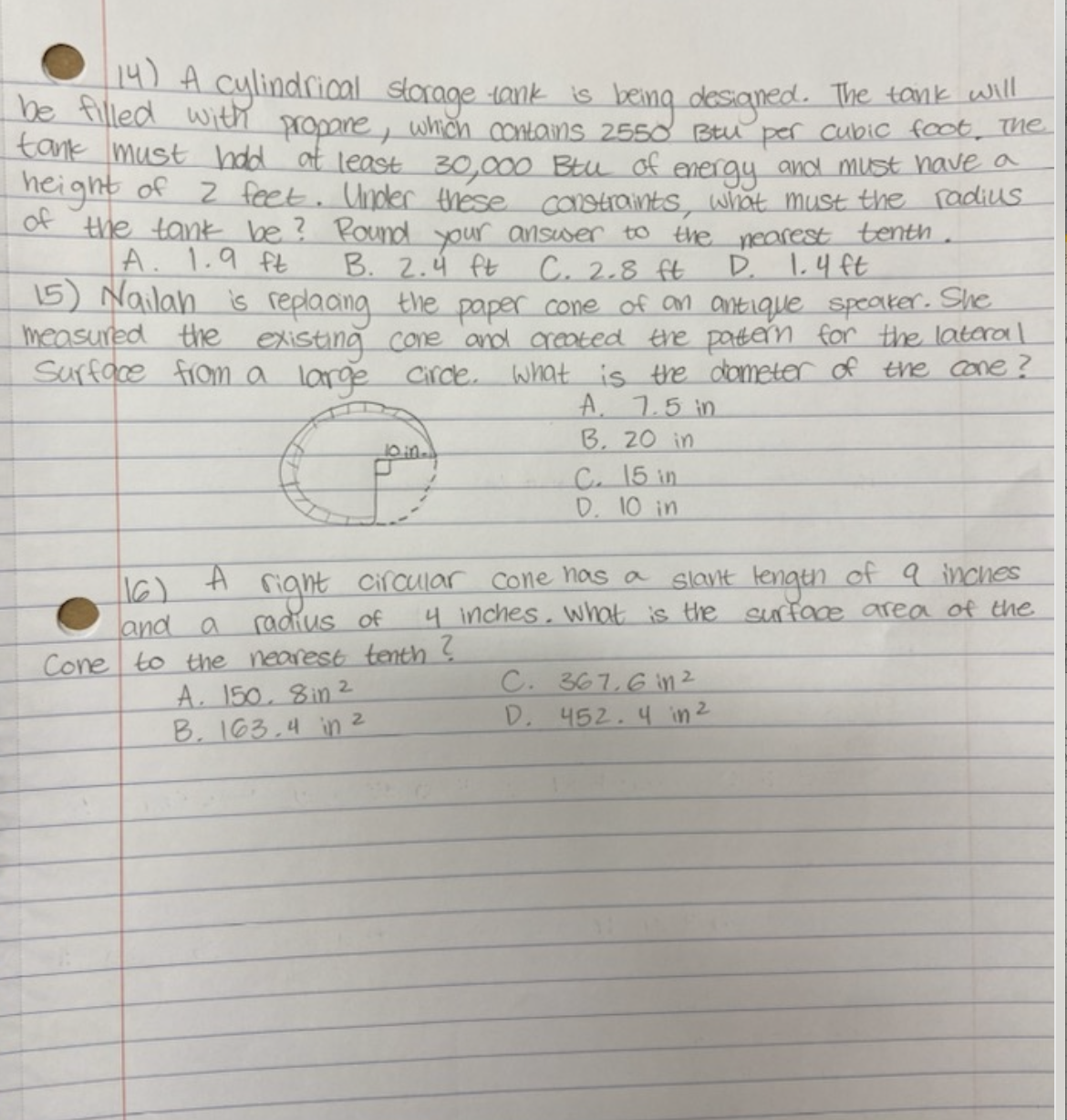 14 ) A cylindrical storage tank is being designed . The