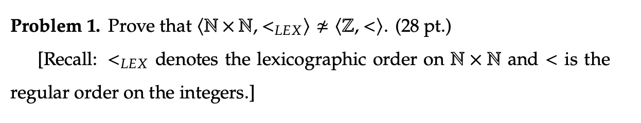 Problem 1. Prove that (N X N,