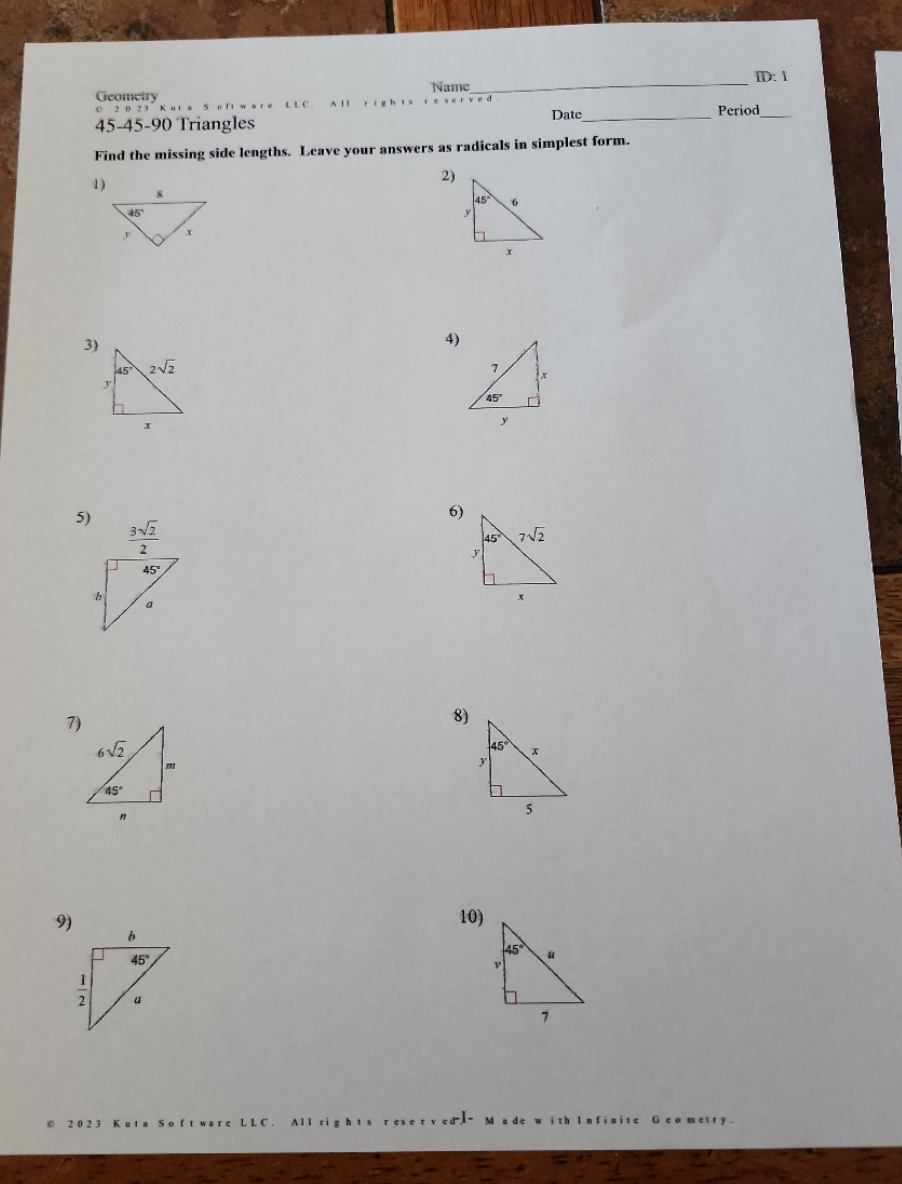 solution Geometry Name ID: 1 0 2023 Kuta Software LLC. All rights