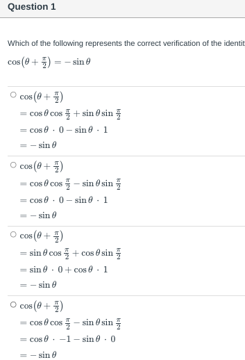 Need some quick help with some precalc questionsPt.1 Question 1 Which of