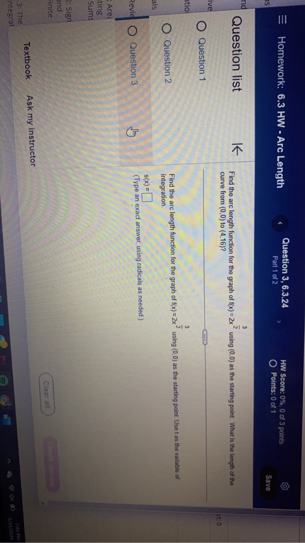 (f). estion 1 estion 2 d. J f(x)dx = -1 (Simplify your