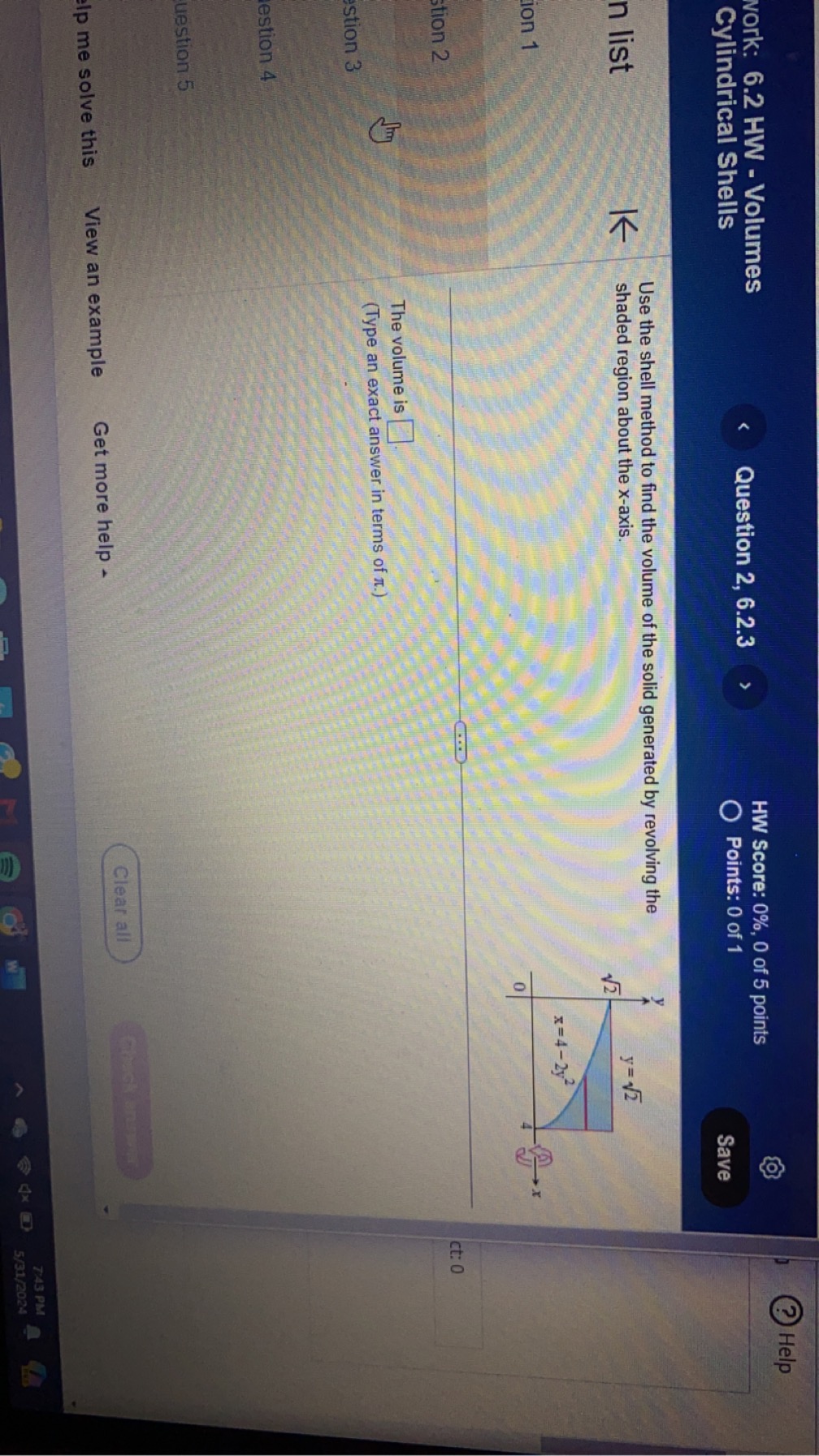 (Simplify your answer.) f. J [79(x) -f(x)Idx = estion 5 (Simplify your