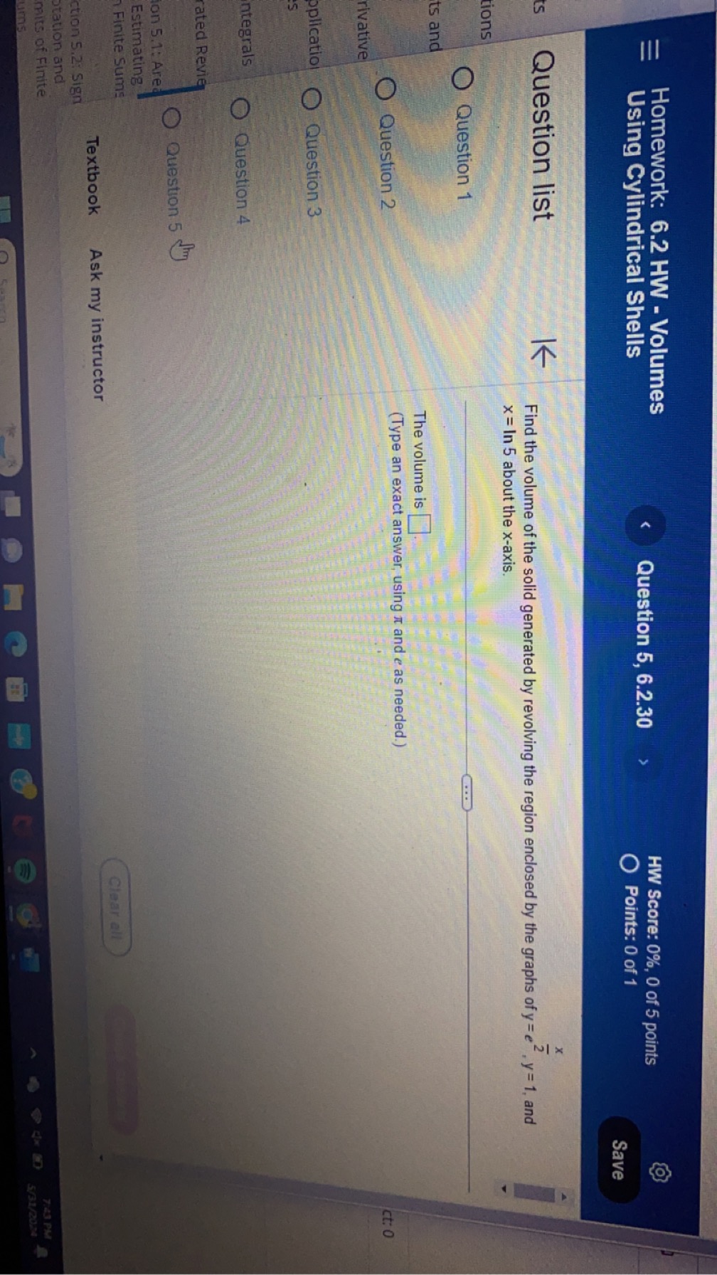 Work and Fluid Forces Question 1, 6.5.3 Part 1 of 2 HW