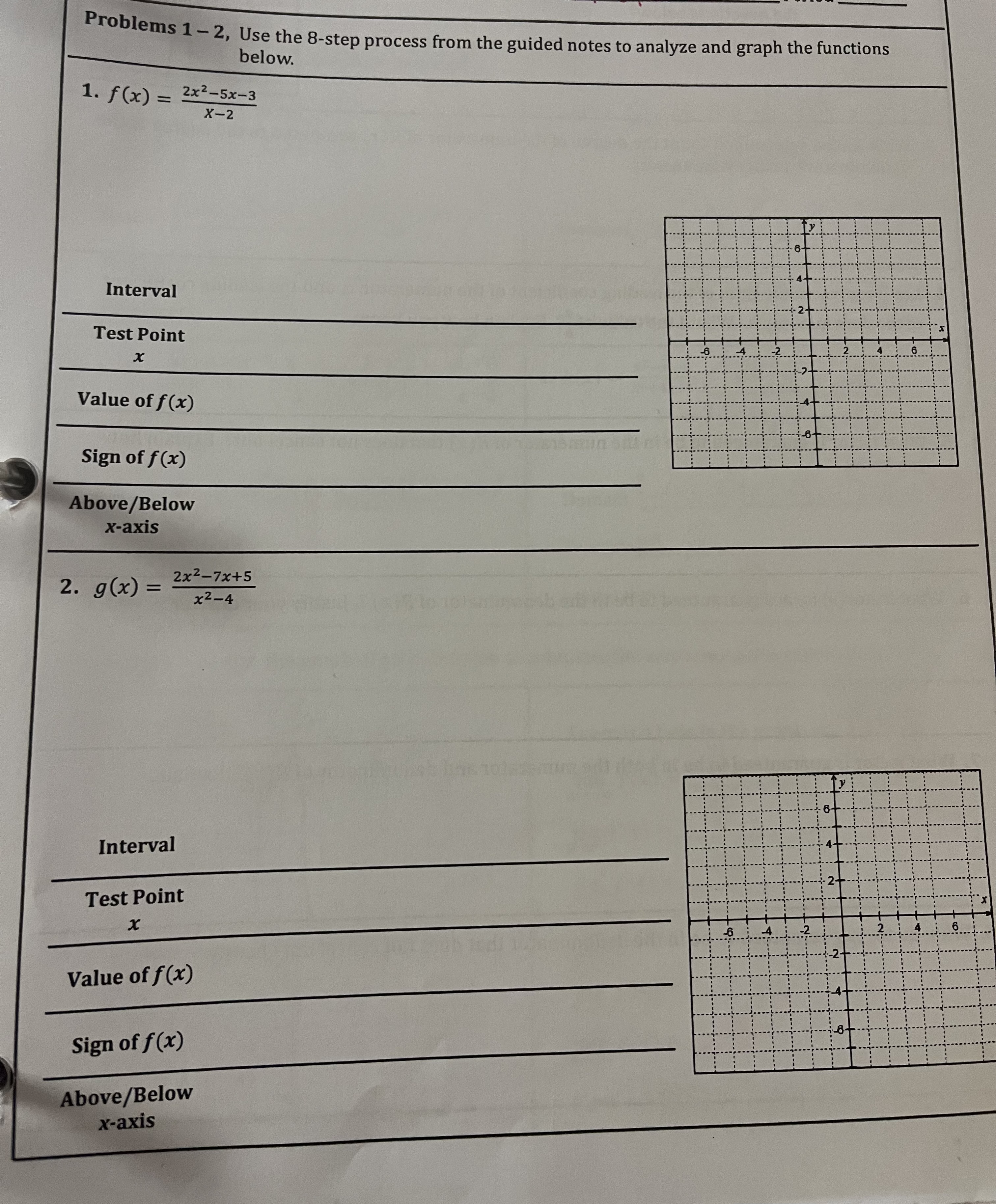 Problems 1-2, Use the 8-step process from the guided notes to