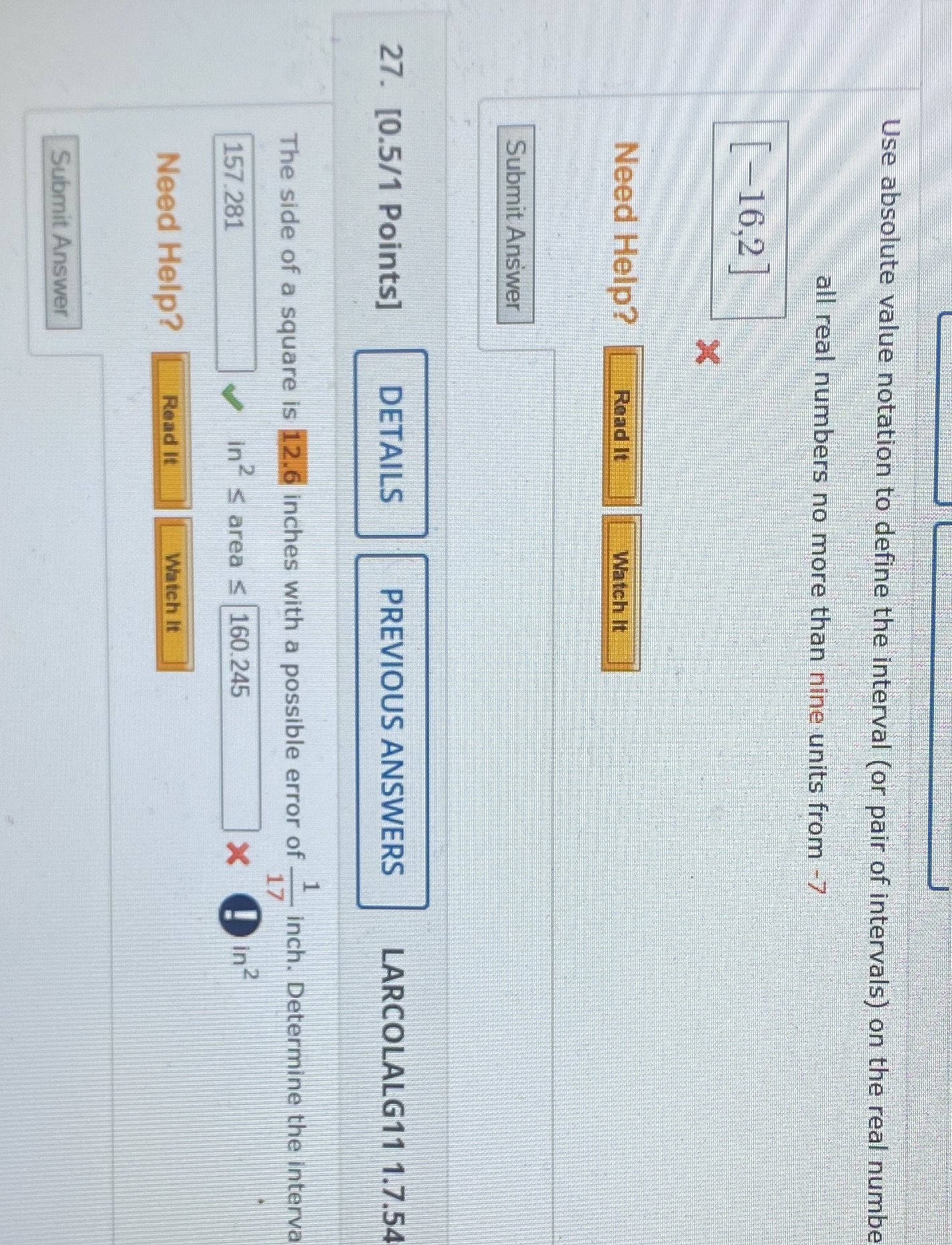 Use absolute value notation to define the interval ( or pair