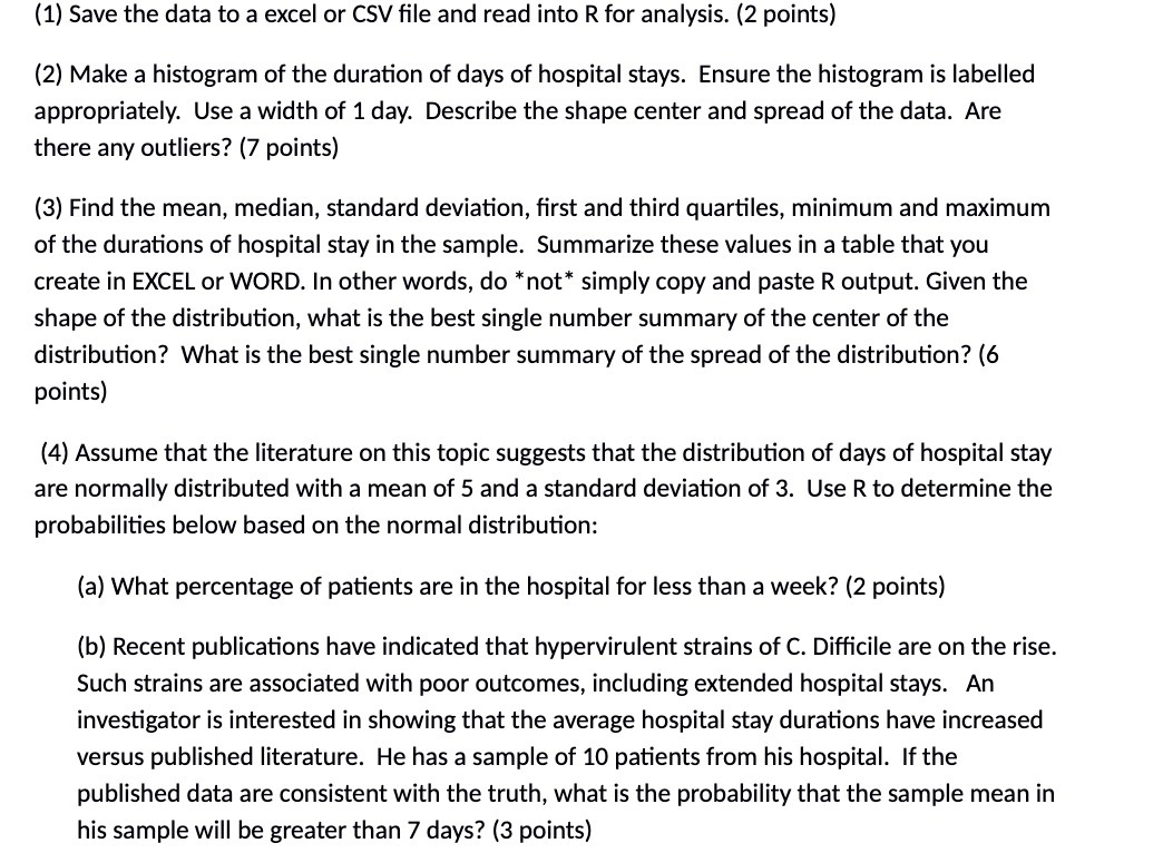 (1) Save the data to a excel or CSV le and