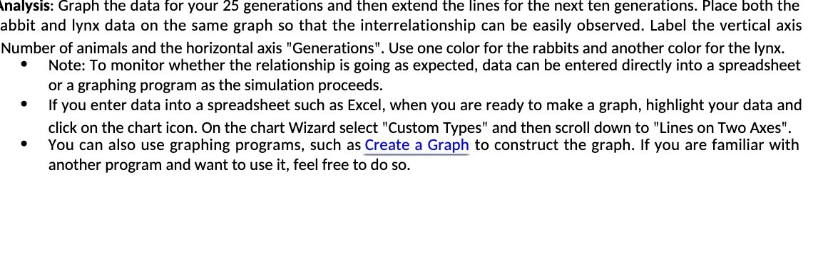  \ alysis: Graph the data for your 25 generations and then