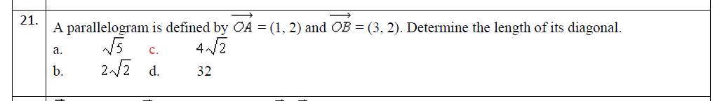 21 _ _ A parallelogram 1s defined by C4 = (1.