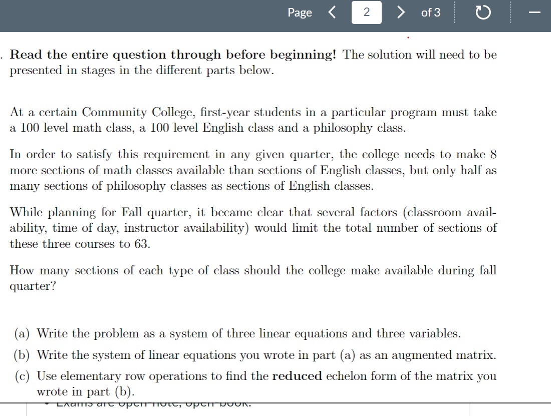  . Read the entire question through before beginning! The solution will
