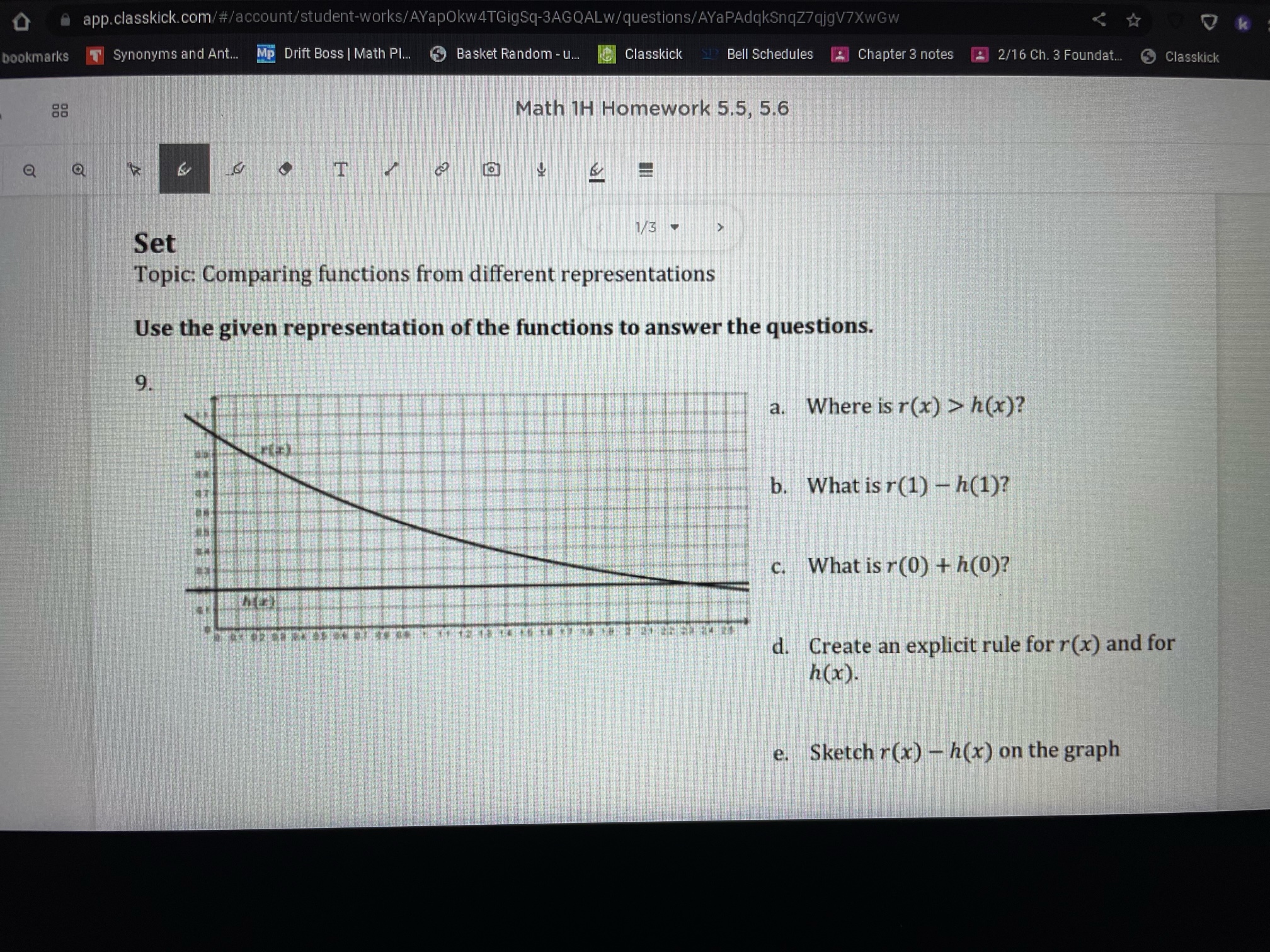  M Math 1H Homework 5.5, 5.6 ' Topic: Comparing functions from