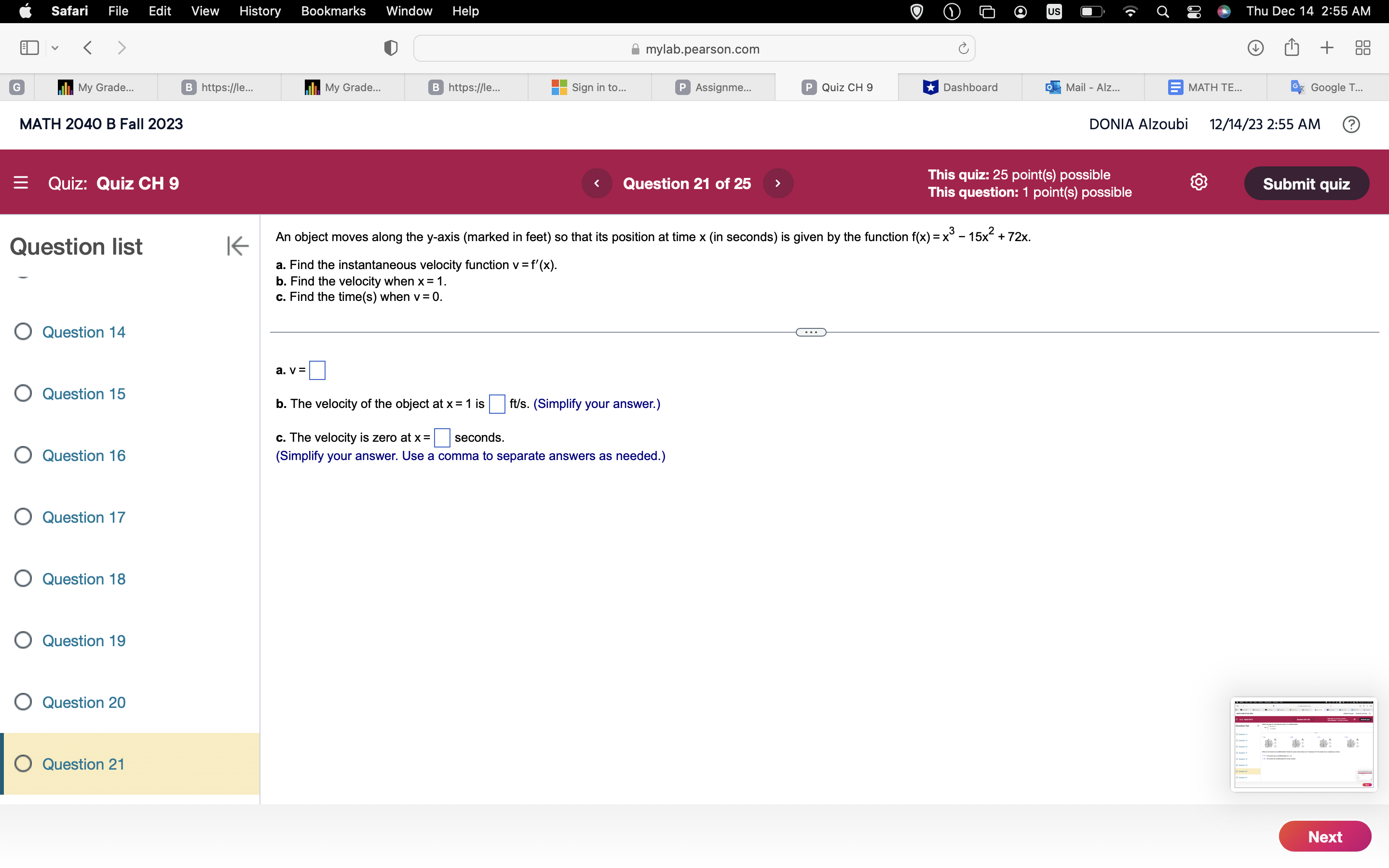 + 7.5x and R(x) = 5x - 0.08x2. Question 8 The profit