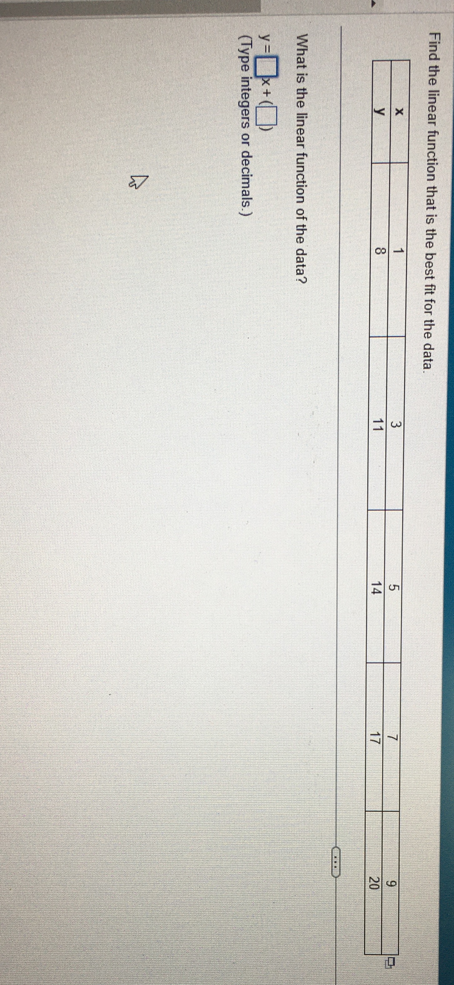 Need help with this assignment please Find the linear function that is