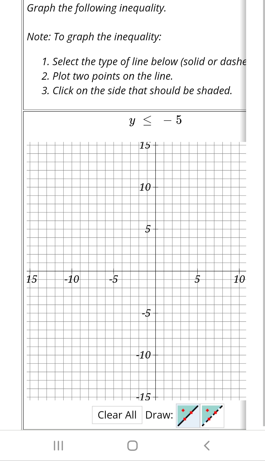 shaded. y z 3x - 6 15+ 10 5 15 -10 -5
