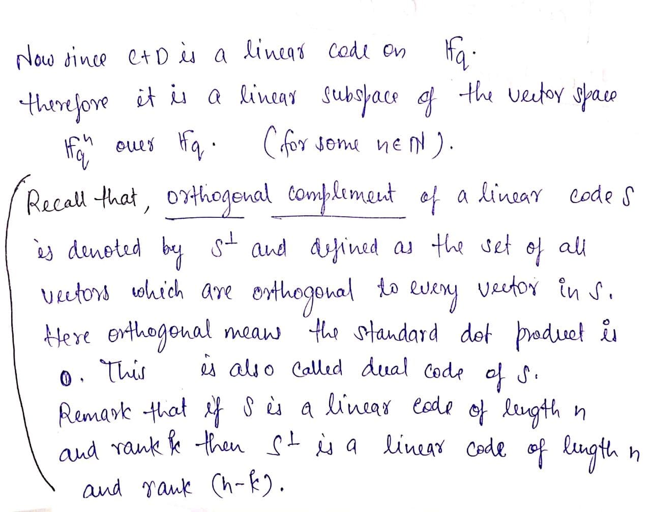 codes on the finite field If q with a elements . C+D