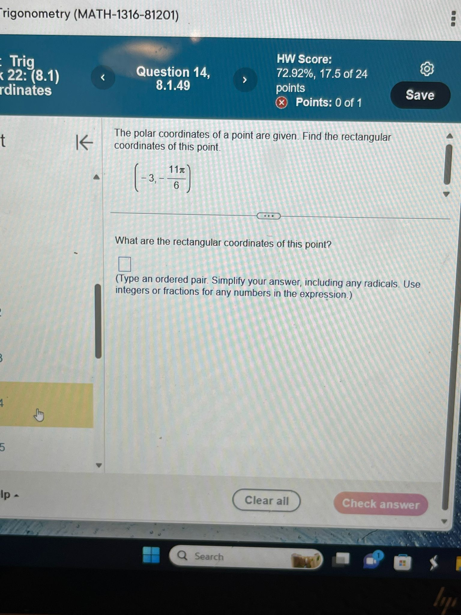 + https://mylab.pea... A>|~ ometry (MATH-1316-81201) HW Score: 5.3 ) Question 17, 57.14%,