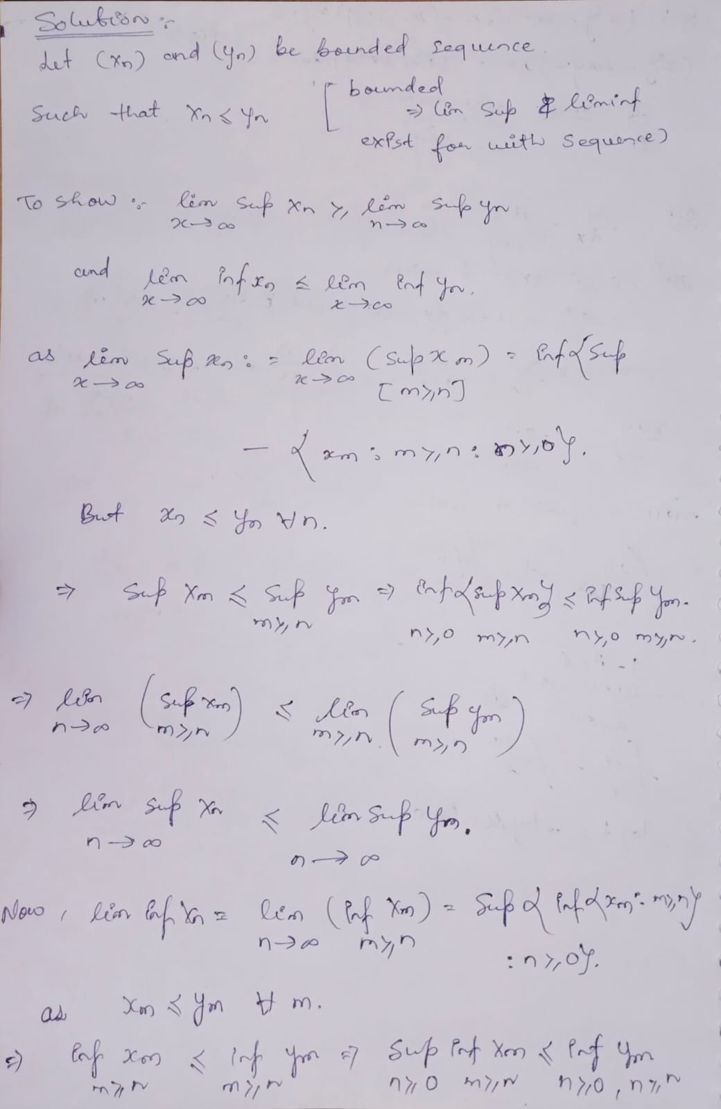 sequences such that In 0oSolution. Let ( xn) and ( yn) be