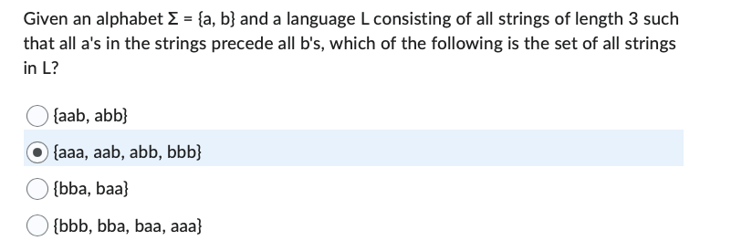  Given an alphabet E = fa, b} and a language L
