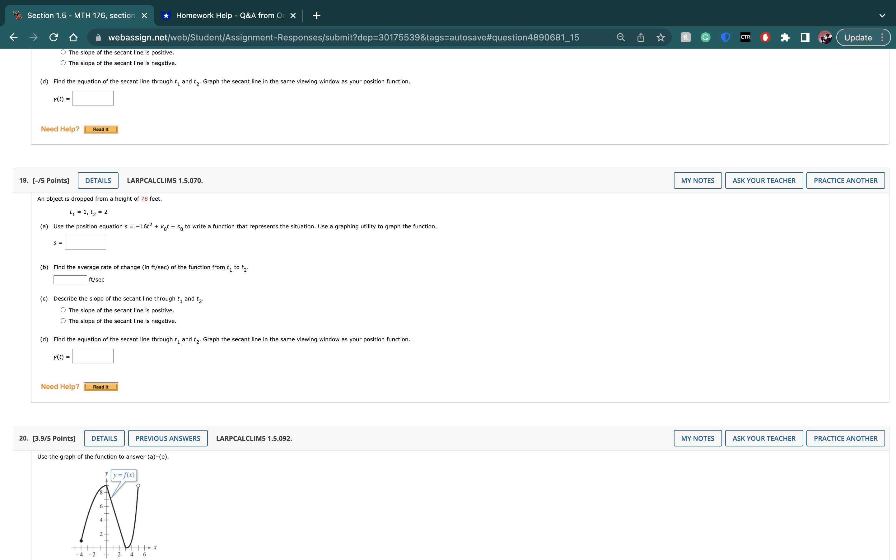 Q&A from Or X + CO webassign.net/web/Student/Assignment-Responses/submit?dep=30175539&tags=autosave#question4890681_15 G CTR Update : 17.
