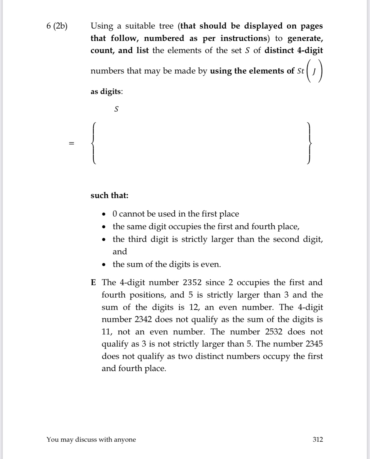 the elements of every numerical set or multiset appearing in this exam