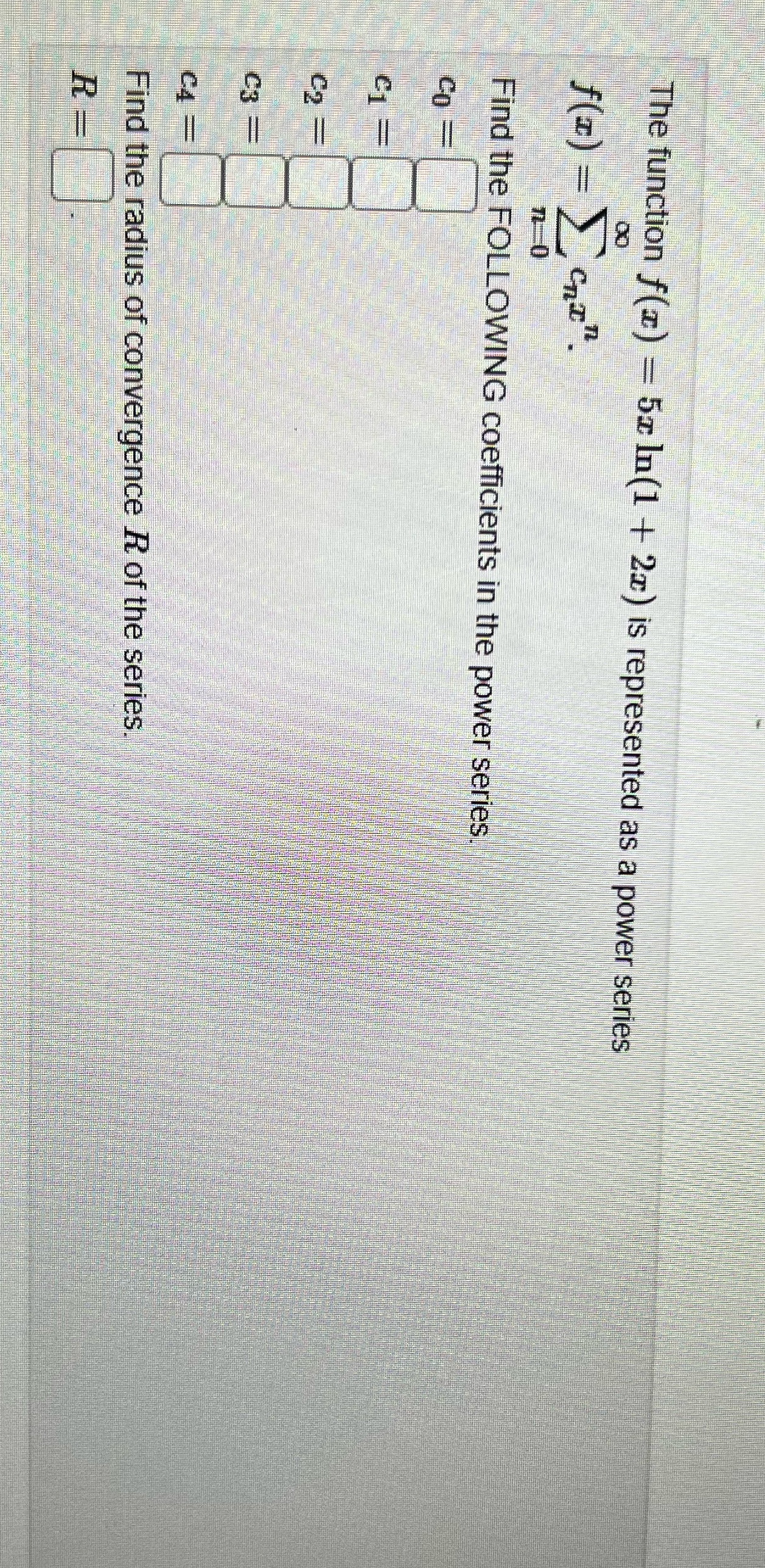 How would I solve this The function f(x) = 5x In(1 +