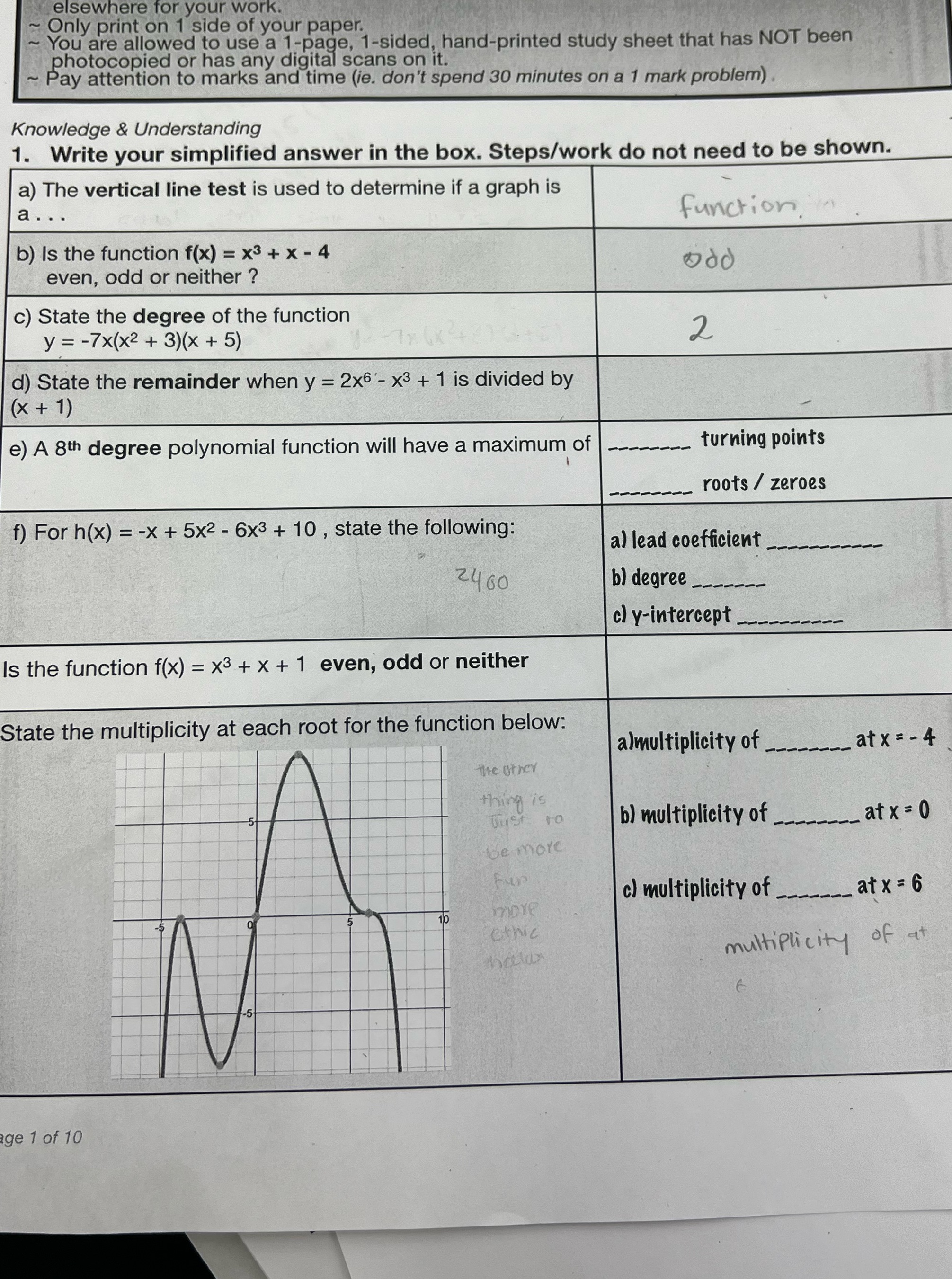 Plz answer all elsewhere for your work. ~ Only print on 1