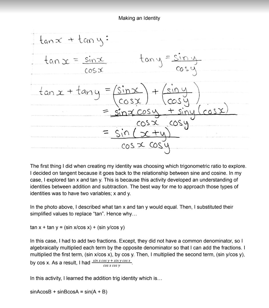 Make up your OWN identity. Start with a trigonometric expression, and apply