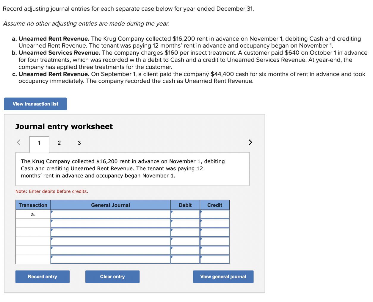  Record adjusting journal entries for each separate case below for year