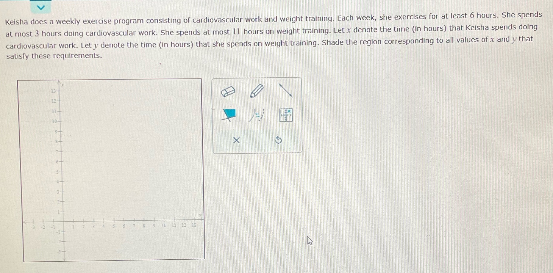  Keisha does a weekly exercise program consisting of cardiovascular work and