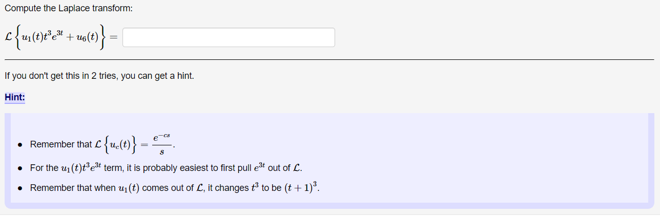  Compute the Laplace transform: [ 2(t)1 3 3t + us (t