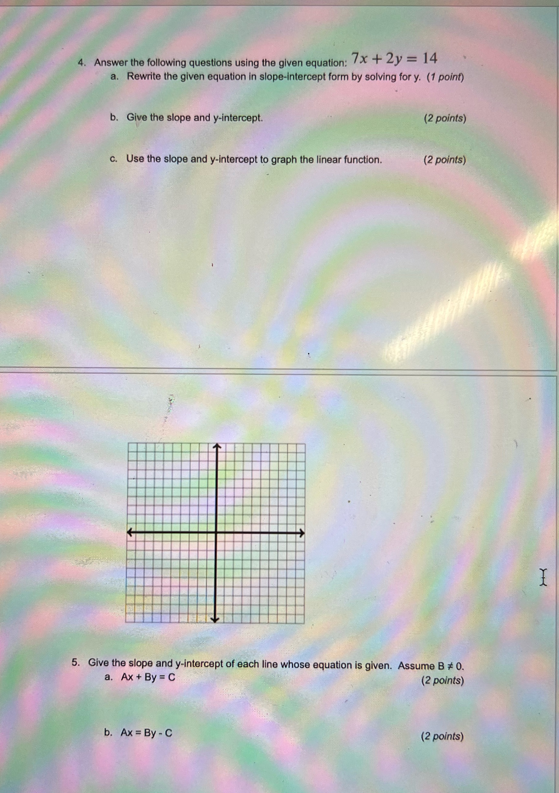 Please 4. Answer the following questions using the given equation: 7x +