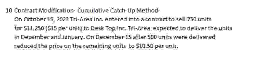  Contract Modification Cumulative Catch-Up Method On October 15,2023 Tri-Area inc. entereat