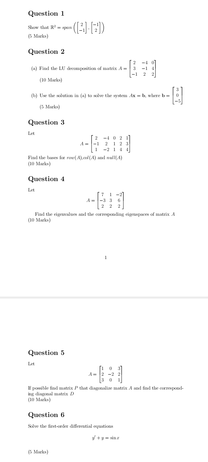  Question 1 Show that R2 = span ([ ] . [21)