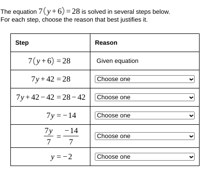steps below. For each step, choose the reason that best justifies it.