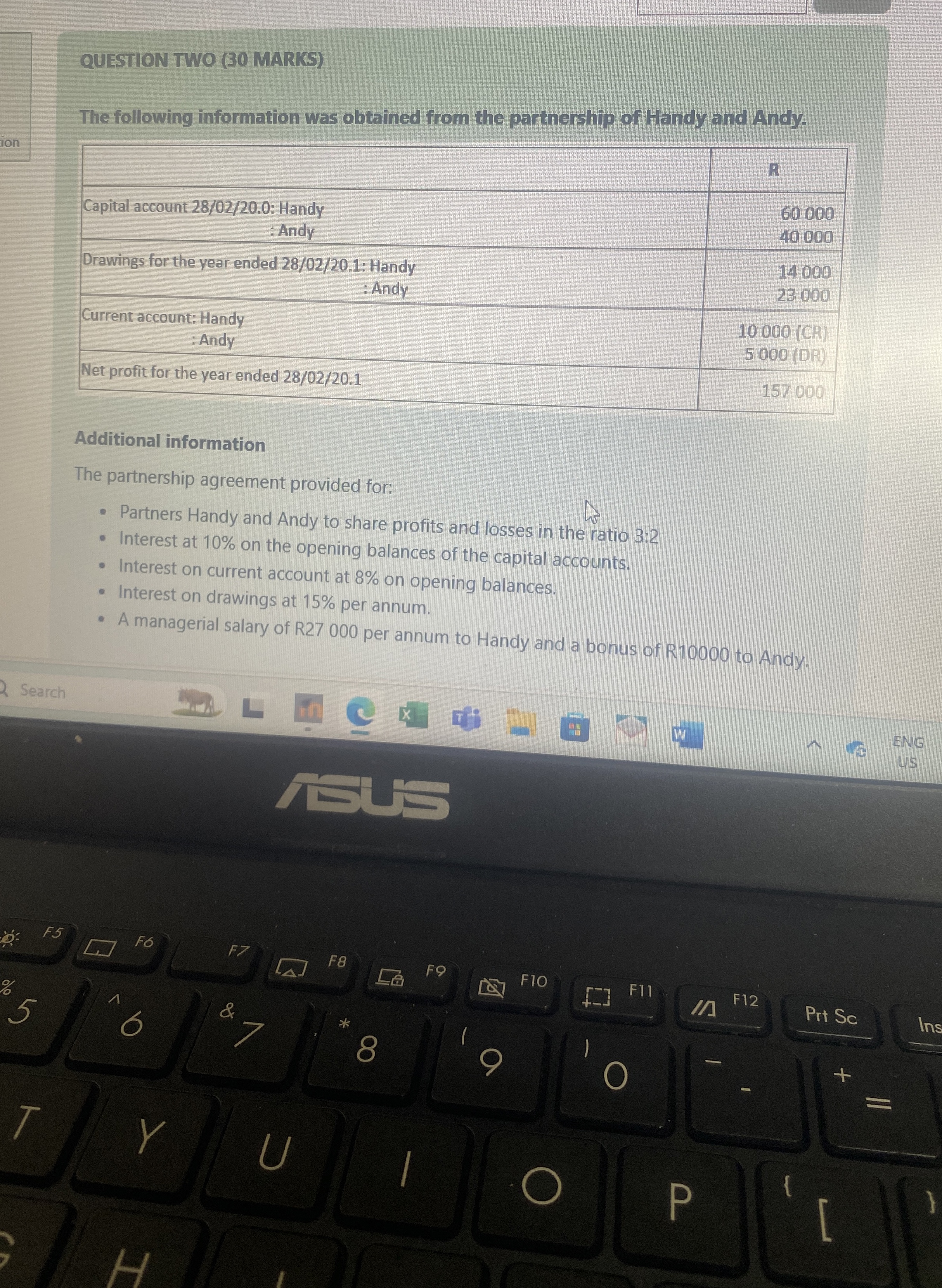  QUESTION TWO (30 MARKS) The following information was obtained from the