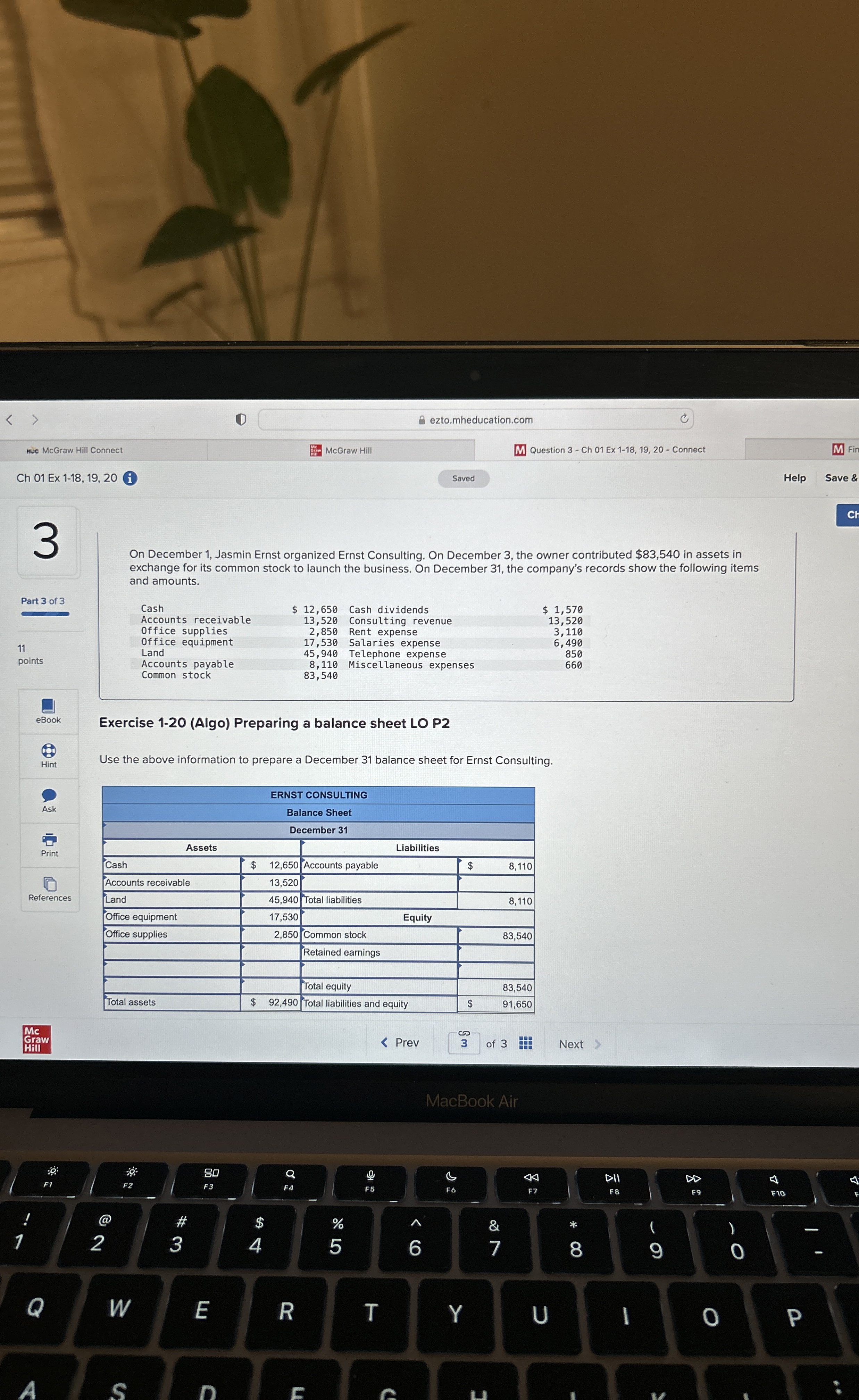  Ch 01 Ex 1-18,19,20 Help Save & eBook Exercise 1-20(Algo) Preparing