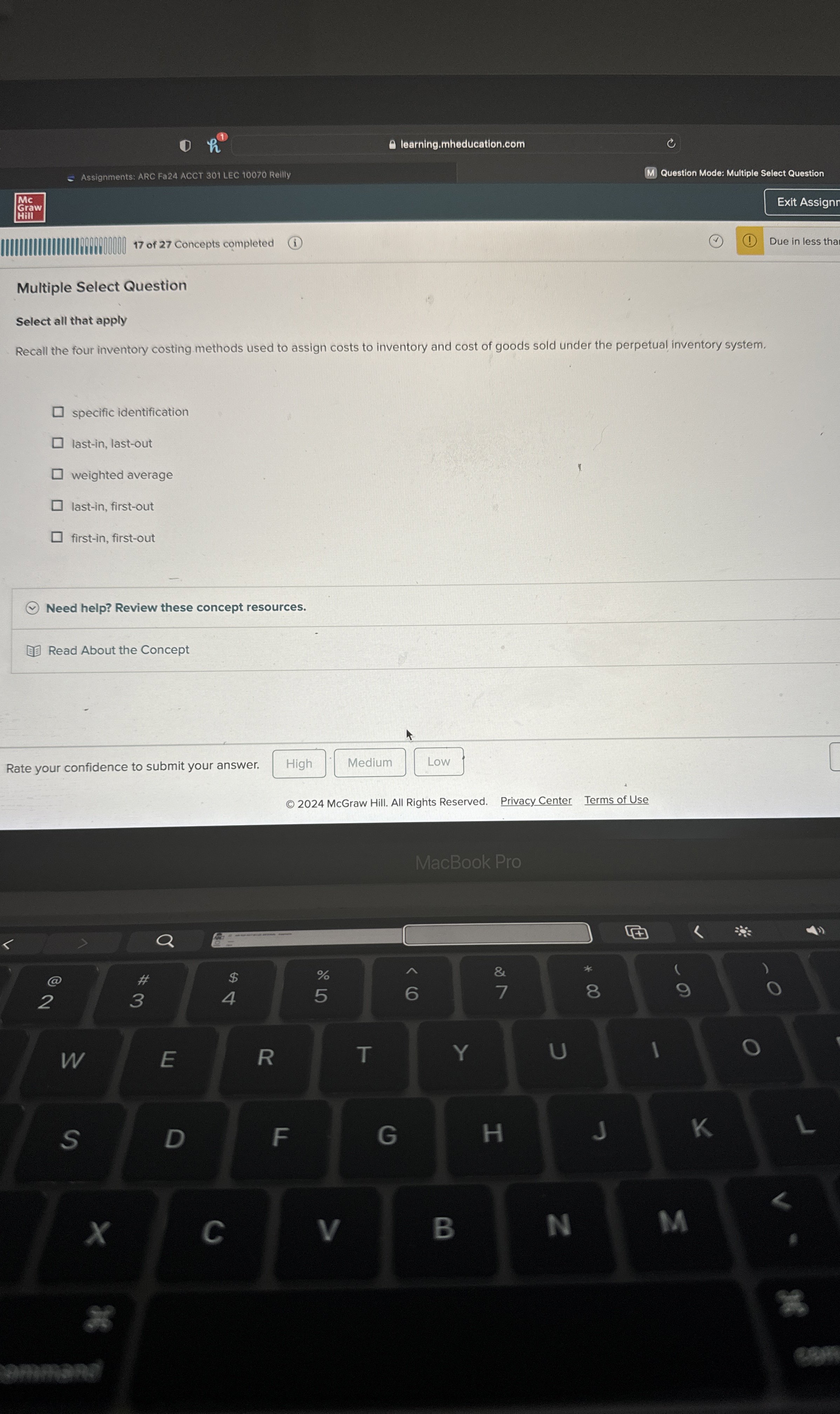  Multiple Select Question Select all that apply Recall the four inventory