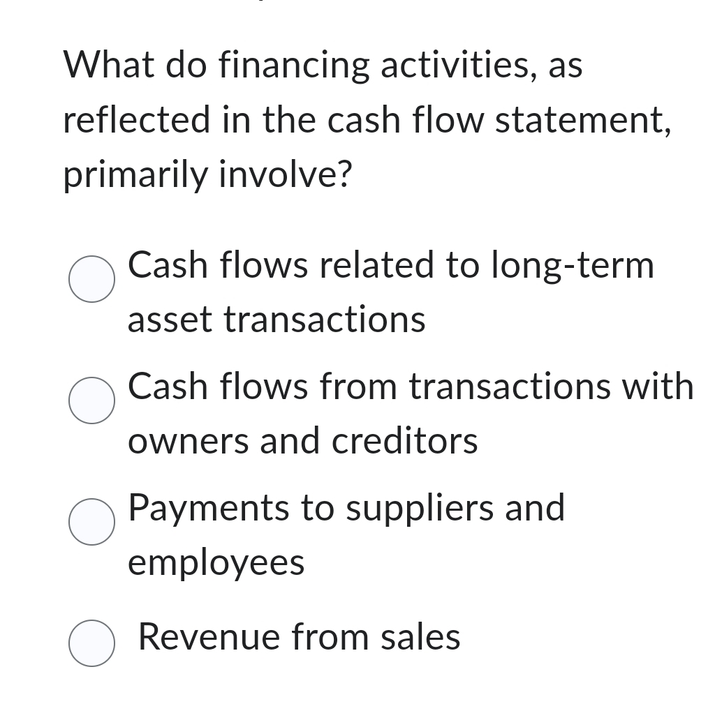  What do financing activities, as reflected in the cash flow statement,