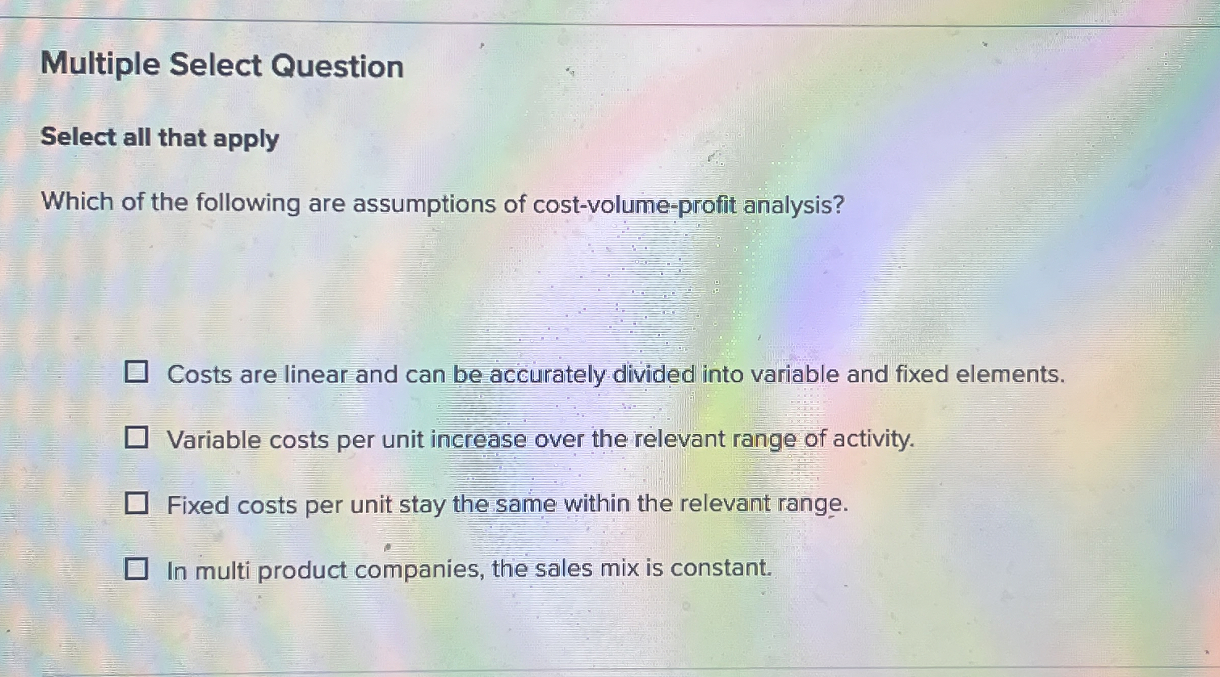  How to solve Multiple Select Question Select all that apply Which