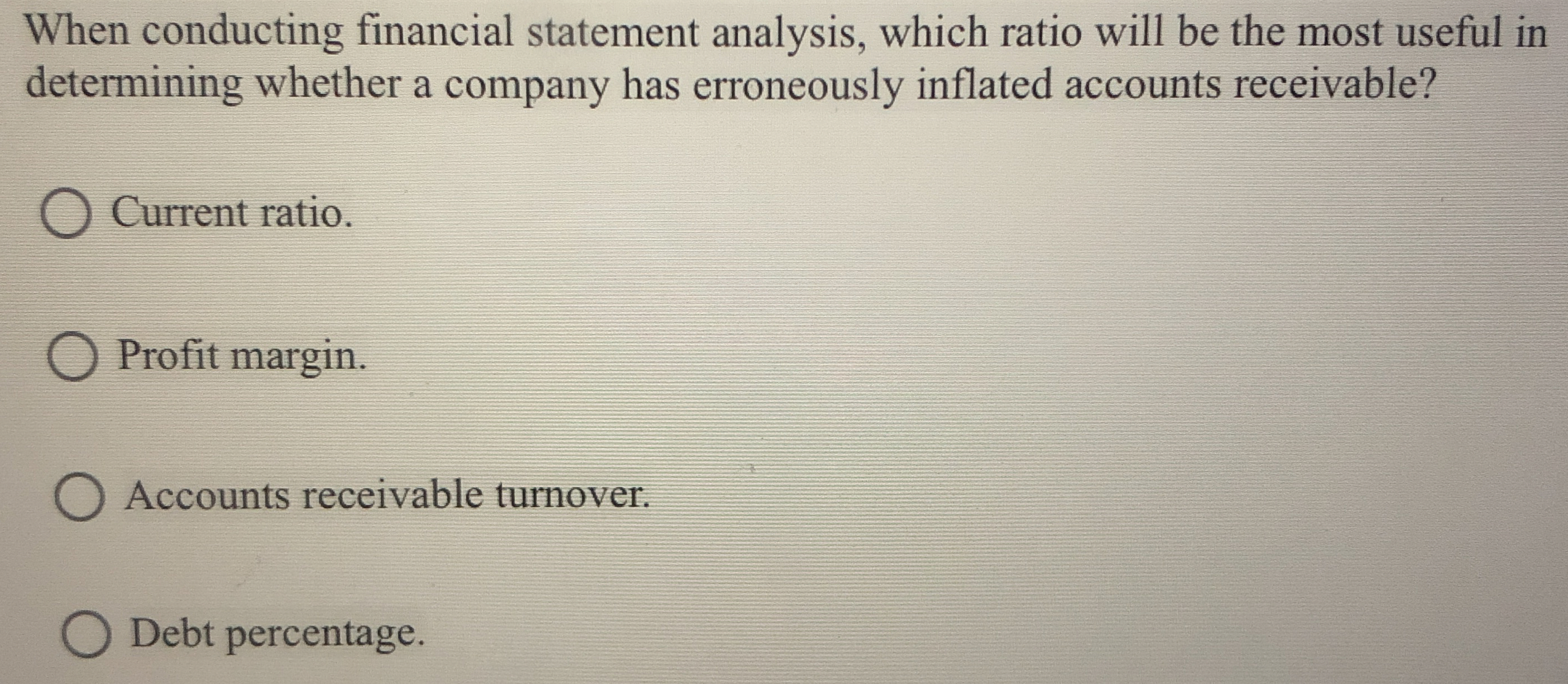  When conducting financial statement analysis, which ratio will be the most