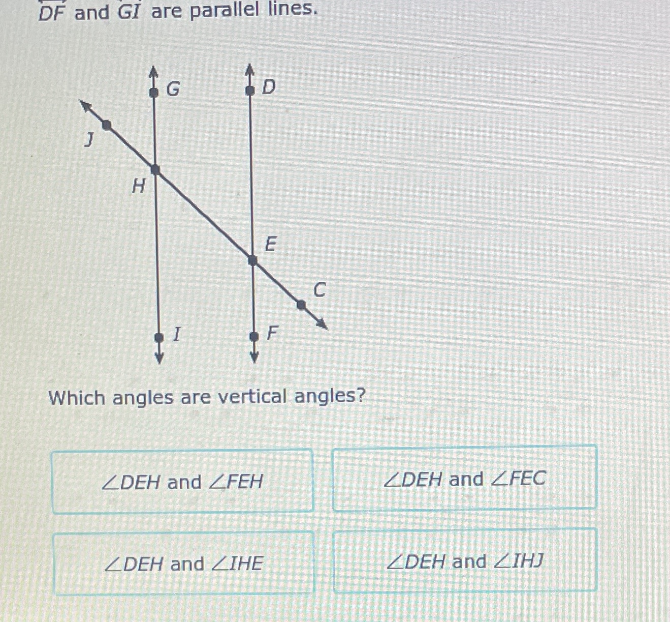  DF and GI are parallel lines. G D H E C