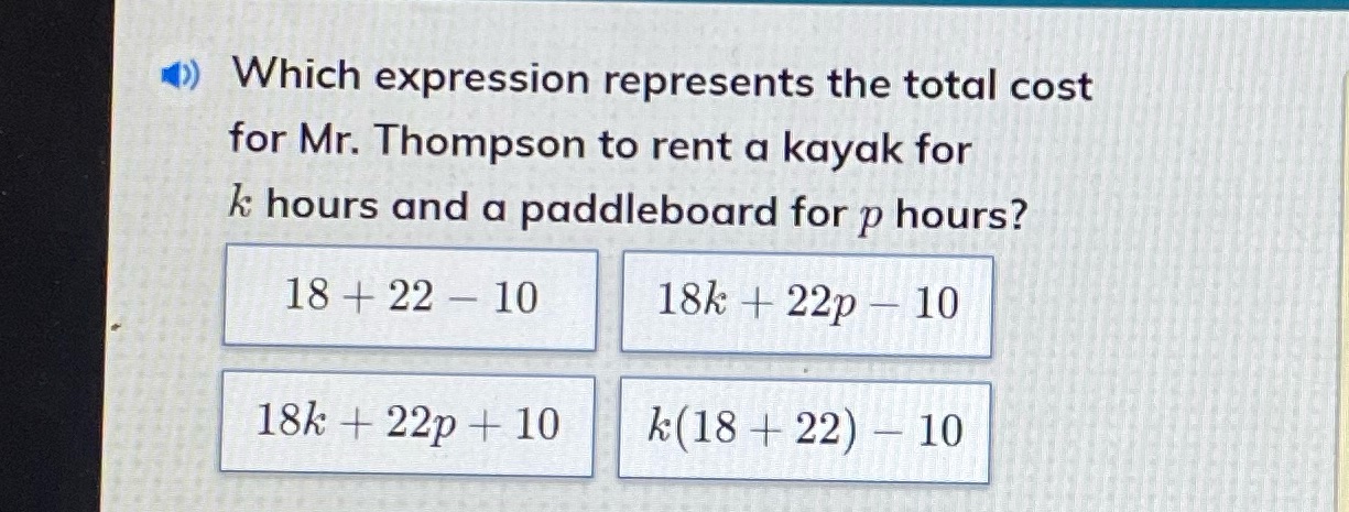 () Which expression represents the total cost for Mr. Thompson to