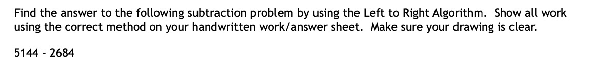  Find the answer to the following subtraction problem by using the