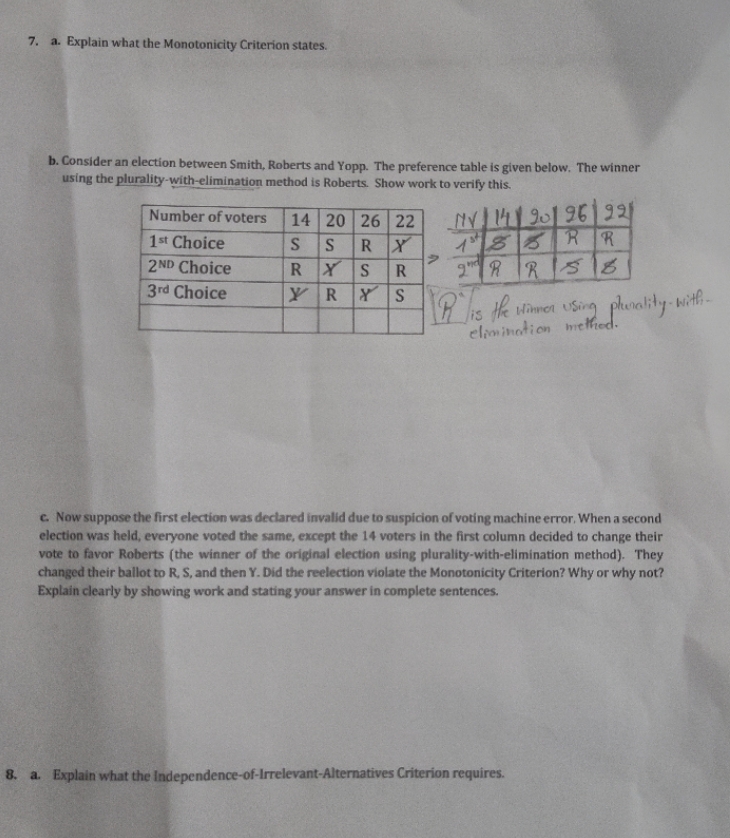 help me answer all the questions 7. a. Explain what the Monotonicity