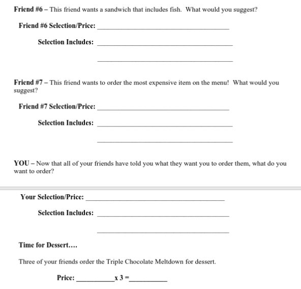 a number of courses including appetizers, soups, salads, main courses and desserts.