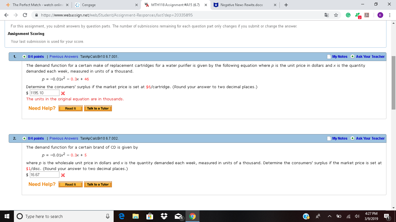 .1; Cengage x \"A MTH'l'lEAx:ignmant#A15(6.7j x u NegativeNewsRewite.doEx x l + (-